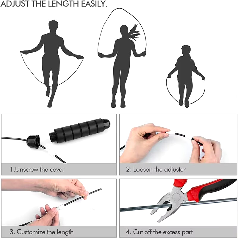 Adjustable Tangle-Free Speed Jump Rope with Ball Bearings & Foam Handles for Ultimate Home Fitness & Slim Body Workouts