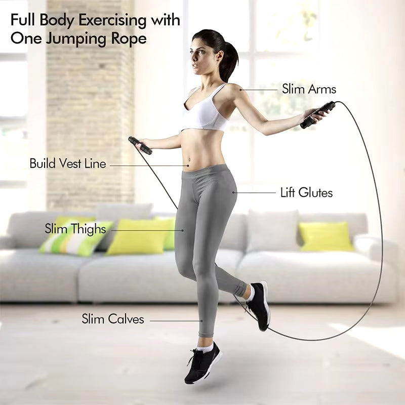 Adjustable Tangle-Free Speed Jump Rope with Ball Bearings & Foam Handles for Ultimate Home Fitness & Slim Body Workouts