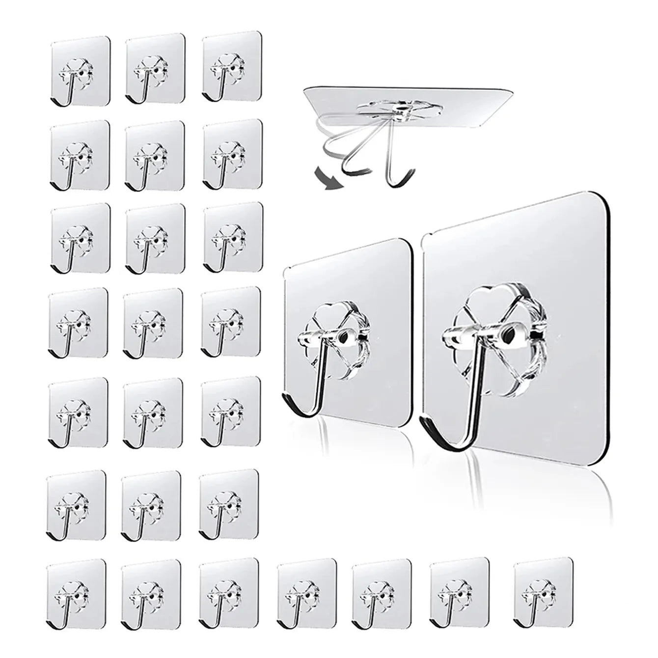 30-Piece Transparent Wall Mount Hooks - Strong Grip, Easy Install, Perfect for Modern Decor!