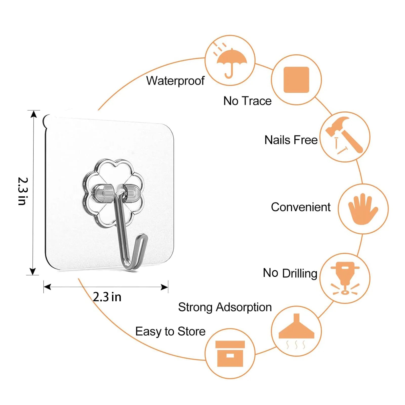 30-Piece Transparent Wall Mount Hooks - Strong Grip, Easy Install, Perfect for Modern Decor!