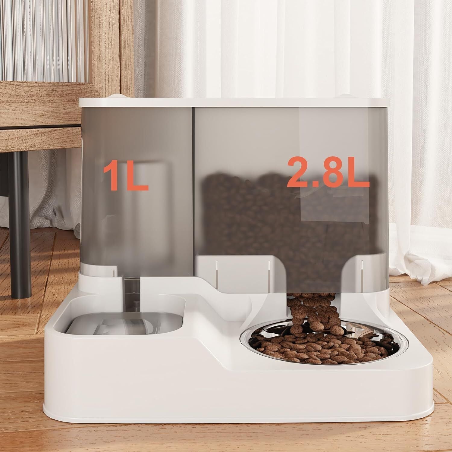 Automatic 2-in-1 Pet Feeder & Water Dispenser - Self-Serving Bowl for Dogs and Cats