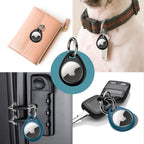 360° Protective Airtag Case - 4-Pack Keyring Holders, Scratch-Resistant TPU Full Cover for Keys, Bags, Luggage, and Pet Collars (Black & Blue)
