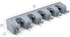 Space-Saving Gray Wall Mount Broom & Garden Tool Organizer with 6 Hooks & 5 Slots - Efficient Design (43 x 8.5 x 6.2 cm)