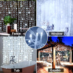 Enchanting 300 LED Solar Curtain Fairy Lights with Remote Control - Waterproof String Lights for Stunning Outdoor Party & Holiday Decor