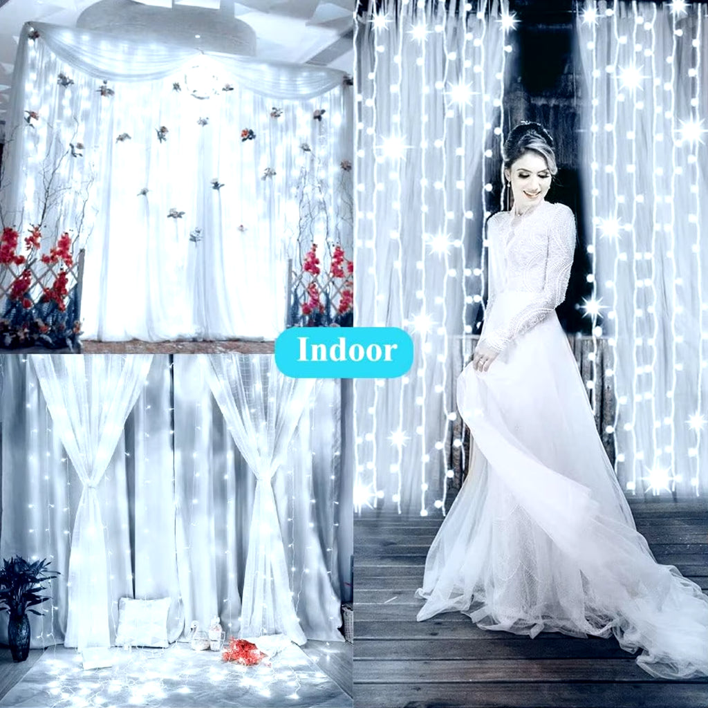 Enchanting 300 LED Solar Curtain Fairy Lights with Remote Control - Waterproof String Lights for Stunning Outdoor Party & Holiday Decor