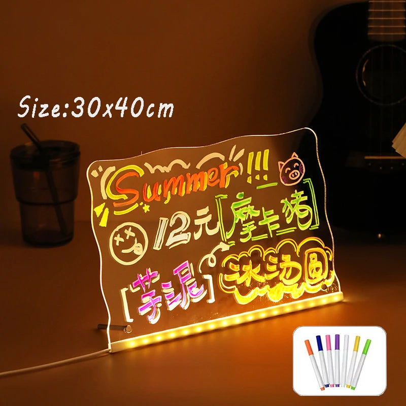 Glow-in-the-Dark Kids' Magic Blackboard Art Set - Creative Coloring Toy with Acrylic Markers - Perfect Xmas Gift!