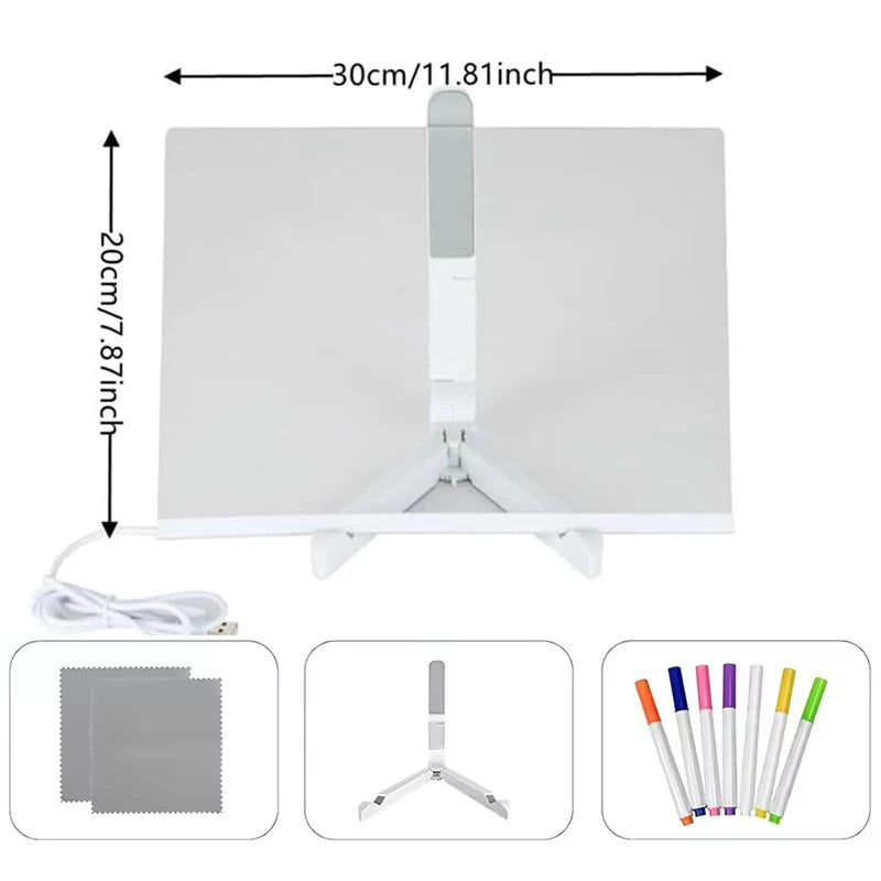 Glow-in-the-Dark Kids' Magic Blackboard Art Set - Creative Coloring Toy with Acrylic Markers - Perfect Xmas Gift!