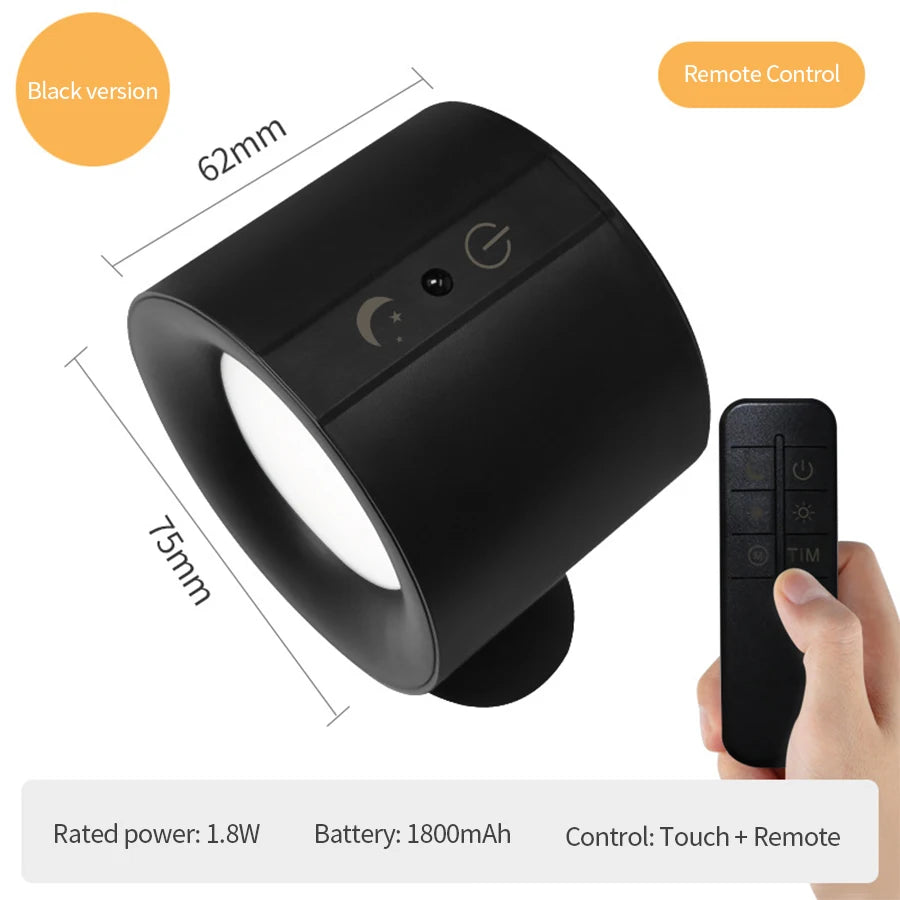 Touch Control LED Wall Sconces - 360° Rotatable Double Head Lamp with 3 Color Options - Wireless Night Lights for Bedroom