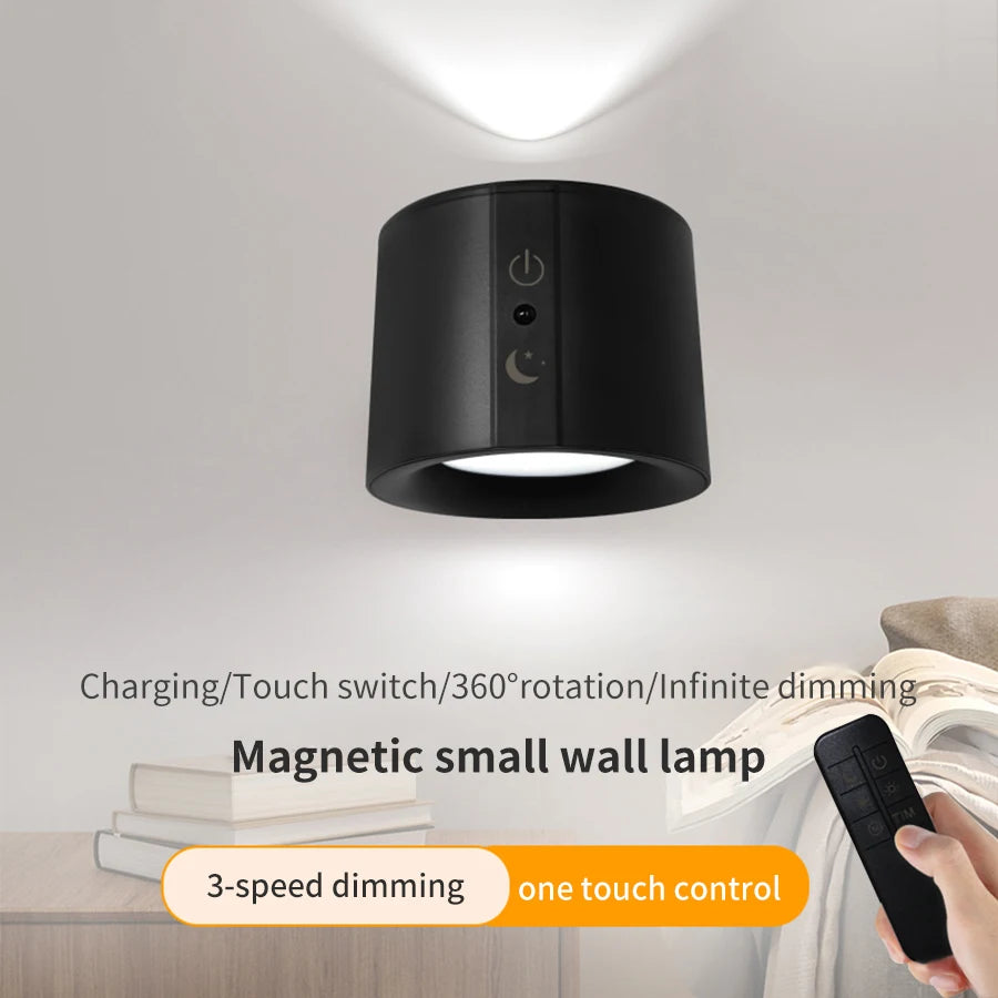 Touch Control LED Wall Sconces - 360° Rotatable Double Head Lamp with 3 Color Options - Wireless Night Lights for Bedroom