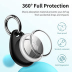 360° Protective Airtag Case - 4-Pack Keyring Holders, Scratch-Resistant TPU Full Cover for Keys, Bags, Luggage, and Pet Collars (Black & Blue)
