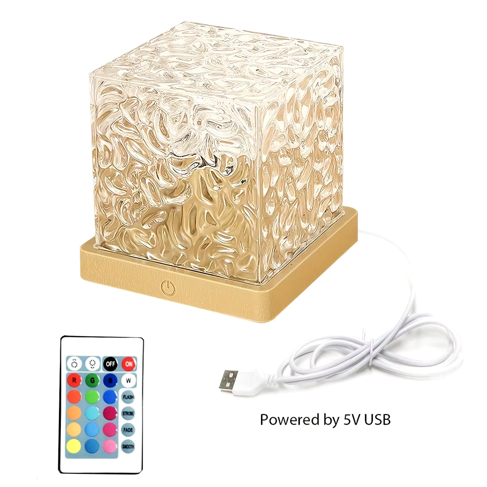 Dynamic 16-Color Water Ripple Projector Lamp - USB Remote LED Night Light for Bedroom & Gaming Room Decor